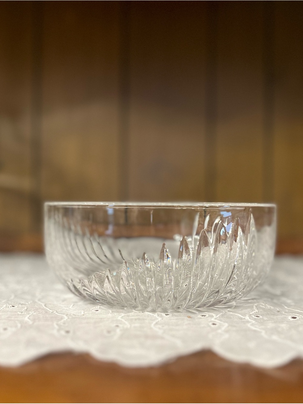 Vintage Clear Crystal bowl in Staccato Pattern